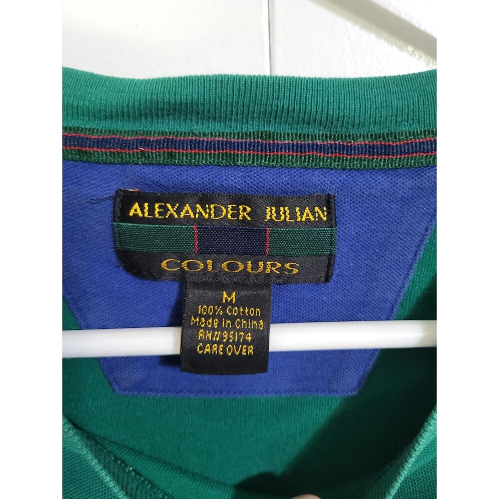VTG Alexander Julian Colours Crew Neck Short Sleeve Shirt Pocket Green - Picture 4 of 8